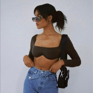 Princess polly brown becca long sleeve crop top 🫶🏾